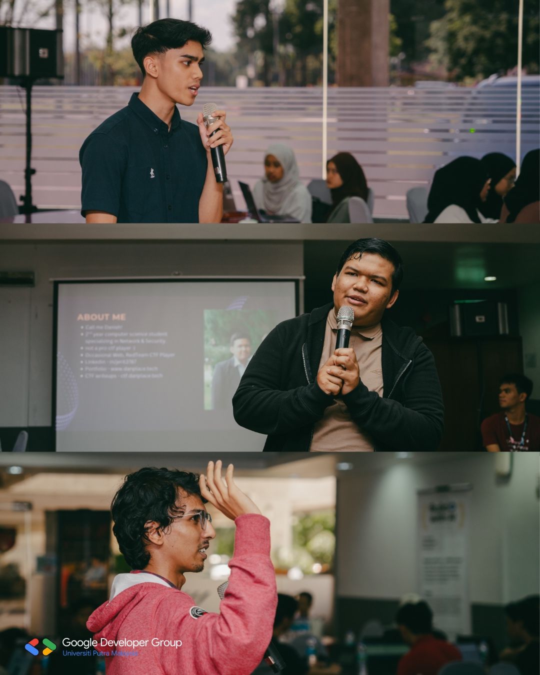Muhd Hafiz, Me and Shree giving talk at UPM