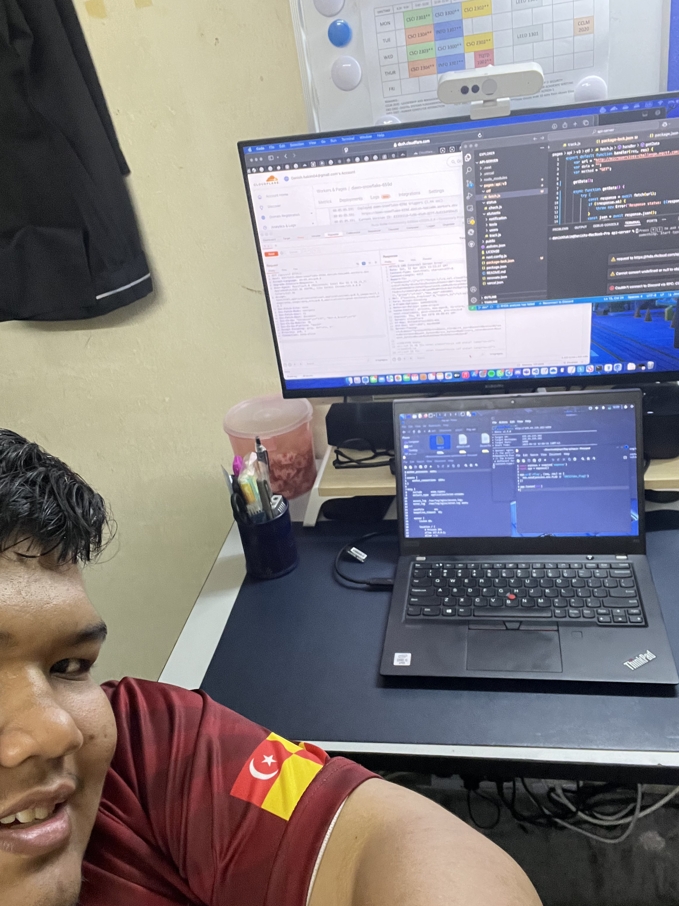 A selfie me showing proof doing the competition during UMCS CTF 2025